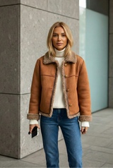 Women’s Genuine Sheepskin Jacket with Natural Shearling Lining