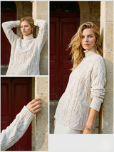 Women's Cable Knit Mock Neck Relaxed Fit Sweater