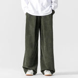 Men’s Wide Leg Corduroy Trousers with Relaxed Fit and Elastic Waist
