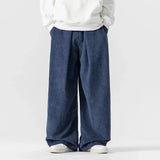 Men’s Wide Leg Corduroy Trousers with Relaxed Fit and Elastic Waist