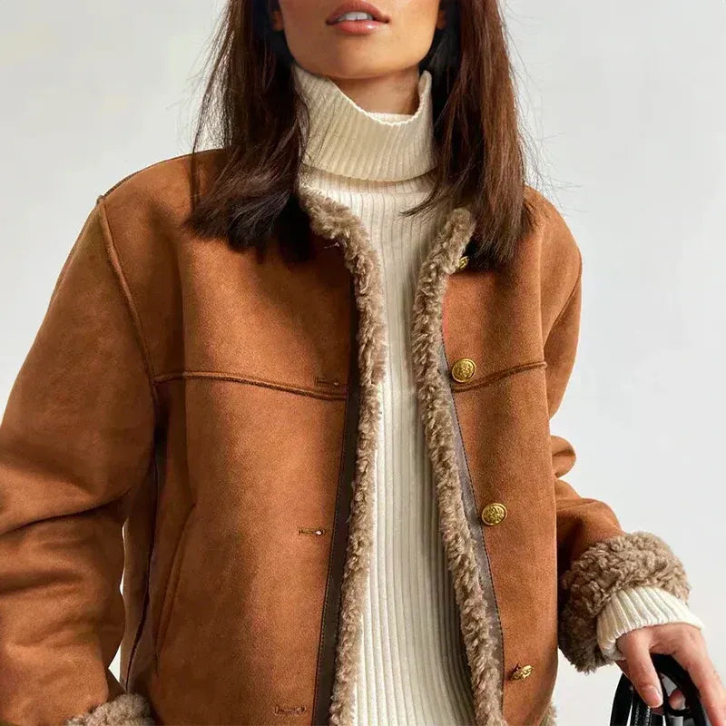 Women’s Genuine Sheepskin Jacket with Natural Shearling Lining
