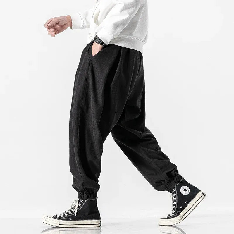 Men’s Relaxed Fit Pleated Joggers with Adjustable Elastic Waistband